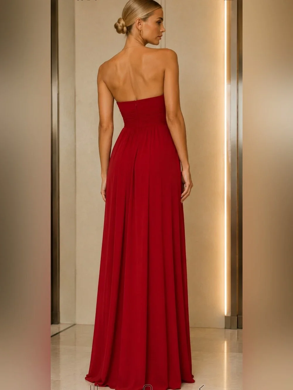 BCBGMAXAZRIA Marinola Ruched Maxi Dress / Gown Red Size M
